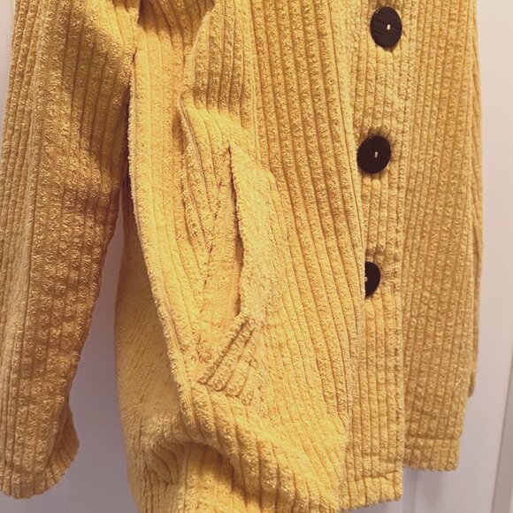 CMC By Color Me Cotton-Women's Yellow Mustard Small Corduroy Button Up Jacket - Picture 8 of 16